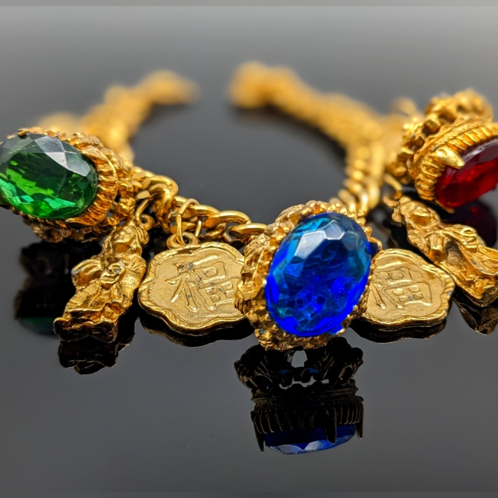 ORIGINAL 80S CHUNKY GOLD CHARM BRACELETS unisex